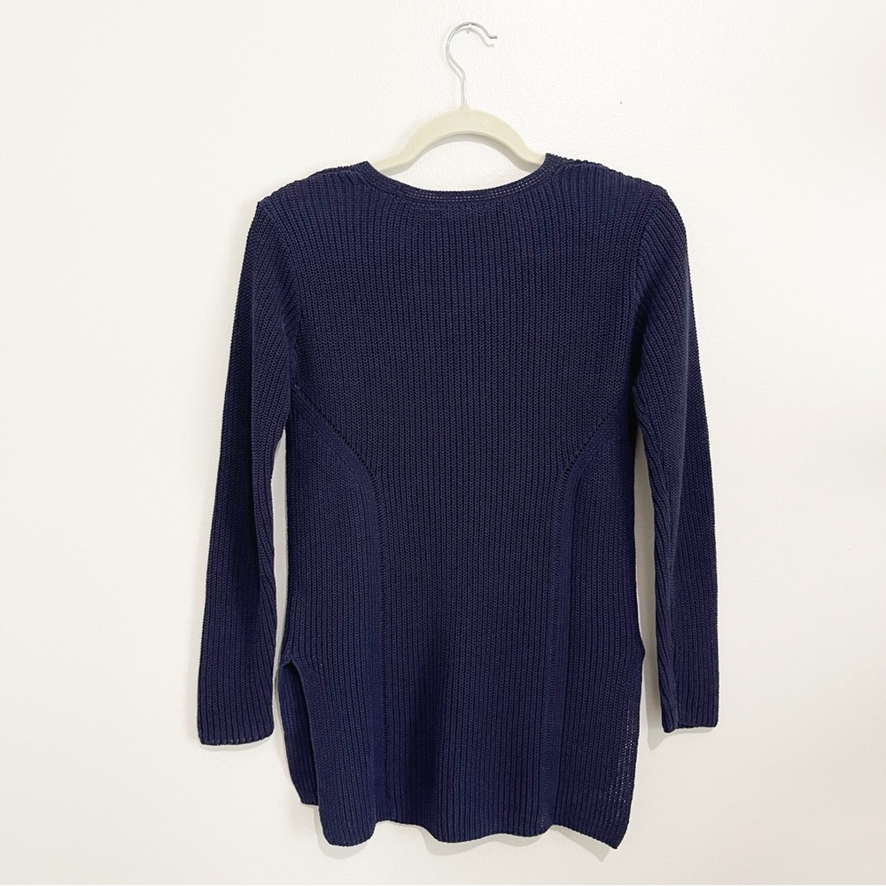 Athleta Navy Highline Pullover Sweater Tunic V-Neck Cotton Blend Women’s Size XS - Picture 4 of 7